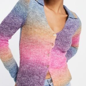 ASOS DESIGN space dye cardi with collar